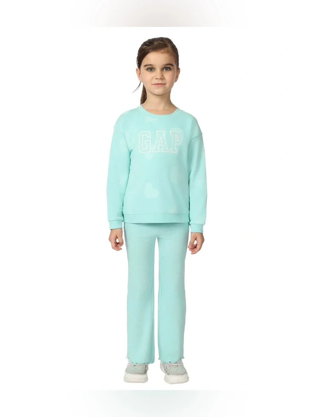 GAP|Baby girl/Toddler matching set,Mint loungewear crew sweater & flare pants•••